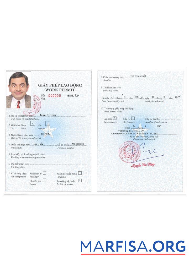 Downloadable Vietnam work permit version 2 download for verification